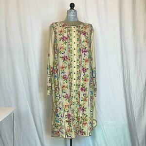 Aratta Silent Gourney Shirt dress embroidered button down L long sleeve coverup
